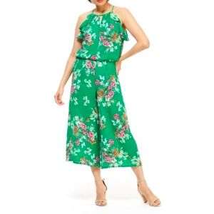 Ladies Green/Pink Floral Jumpsuit. Sz 12.